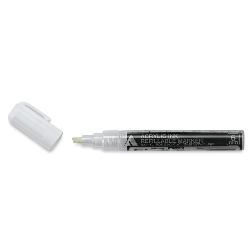 Holbein Acrylic Empty Markers & Nibs - Refillable Markers, 6mm Chisel Tip